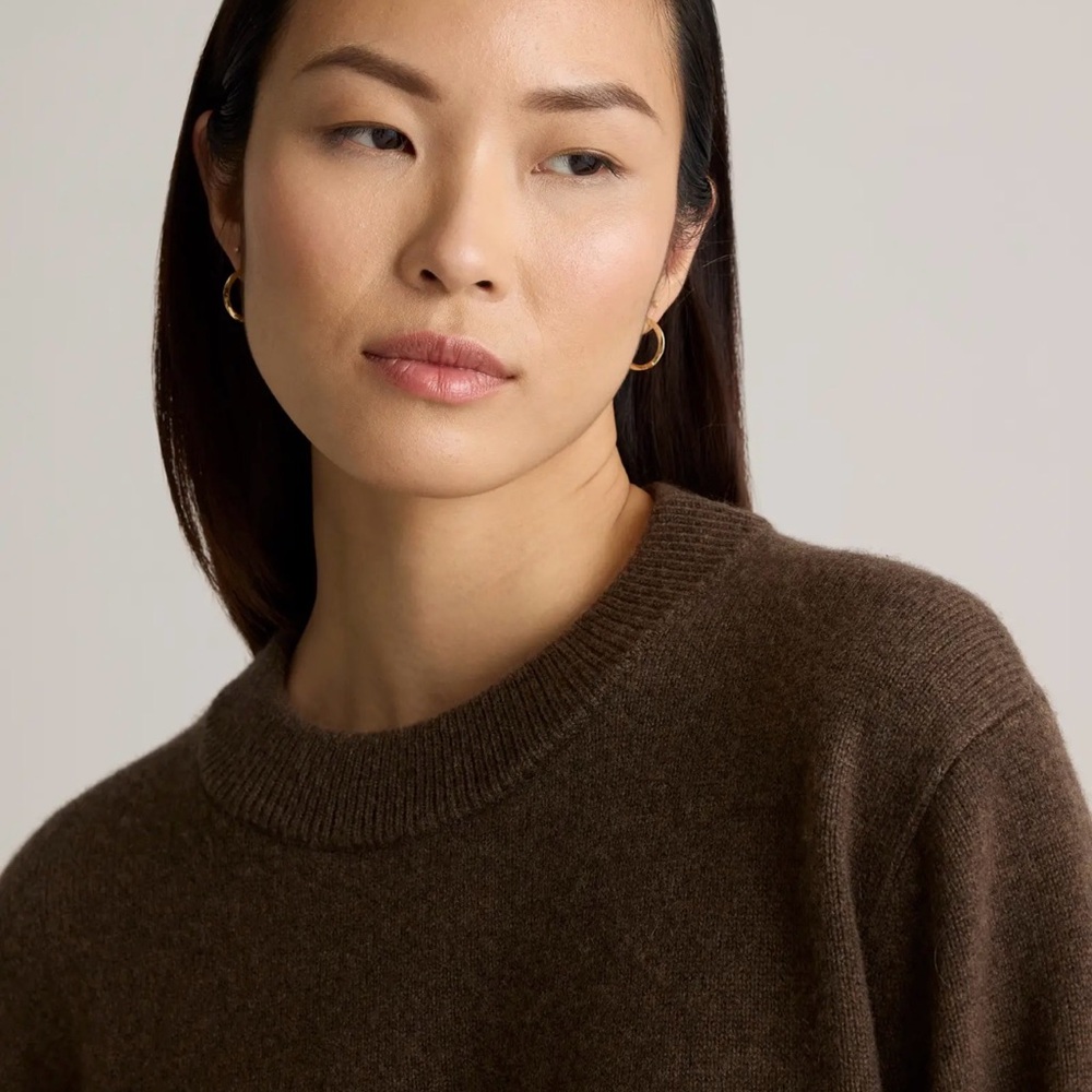 Quince Mongolian Cashmere Oversized Crew Neck Sweater in Brown Size XL - Picture 5 of 16